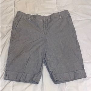 Liz Claiborne navy blue pinstripe Bermuda shorts